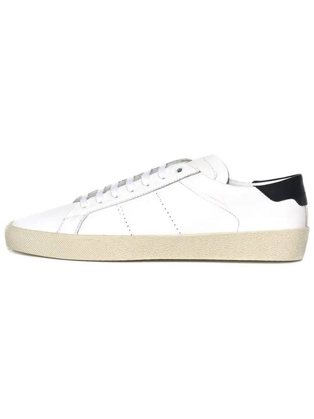 Black Tab Leather Low Top Sneakers White - SAINT LAURENT - BALAAN 4