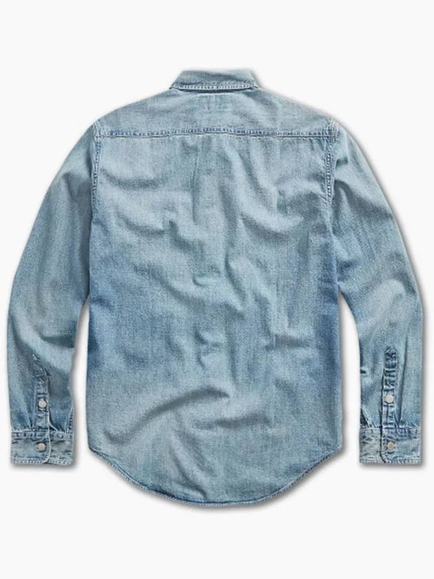 RRL Western Denim Long Sleeves Shirt Bue - POLO RALPH LAUREN - BALAAN 3