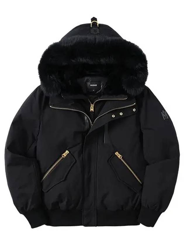 Dixon Nordic Tech Down Blue Fur Bomber Jacket Black Gold - MACKAGE - BALAAN 2