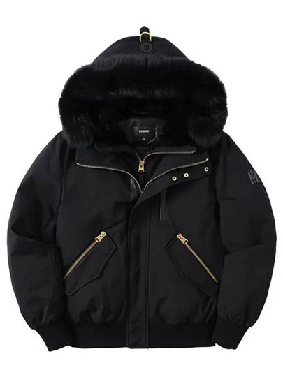 Dixon Nordic Tech Down Blue Fur Bomber Jacket Black Gold - MACKAGE - BALAAN 2