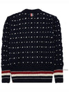 Wool Mohair Long Sleeve Knit Top Navy - THOM BROWNE - BALAAN 3