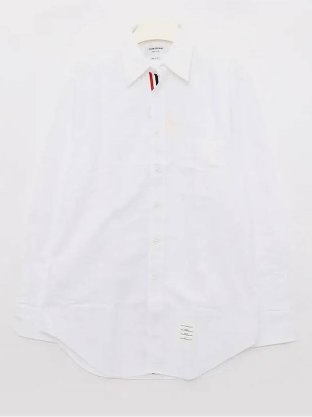 Men's Logo Patch Classic Cotton Long-Sleeve Shirt White - THOM BROWNE - BALAAN 4