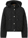 Diamond Quilted Crop Hoodie Jacket Black - BURBERRY - BALAAN 1