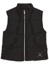 Women's Logo Patch Zipper Padded Vest Black - MOOSE KNUCKLES - BALAAN 2