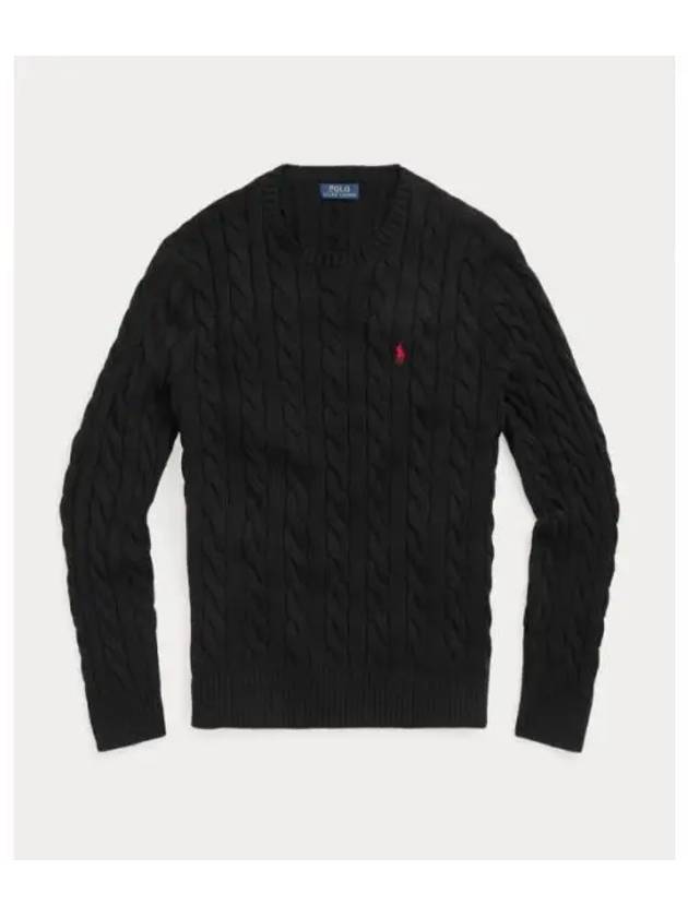 Embroidery Logo Cable Knit Top Black - POLO RALPH LAUREN - BALAAN 2