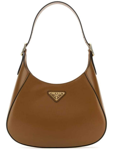 Medium Leather Shoulder Bag Brown - PRADA - BALAAN 1