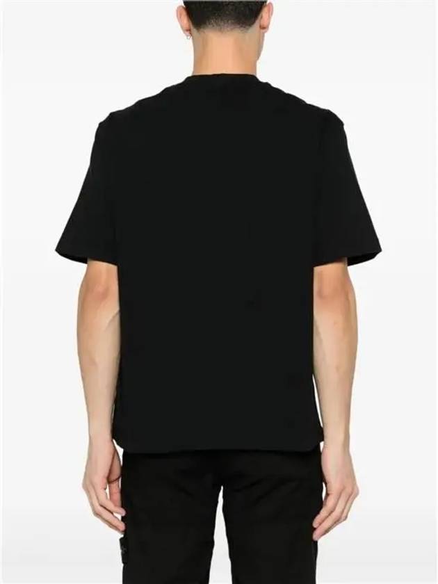 Combed Organic Cotton Jersey Short Sleeve T-Shirt Black - STONE ISLAND - BALAAN 5