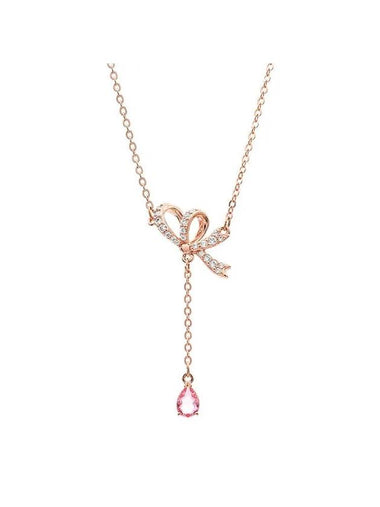 Volta Y Ribbon Pendant Necklace Rose Gold - SWAROVSKI - BALAAN 1