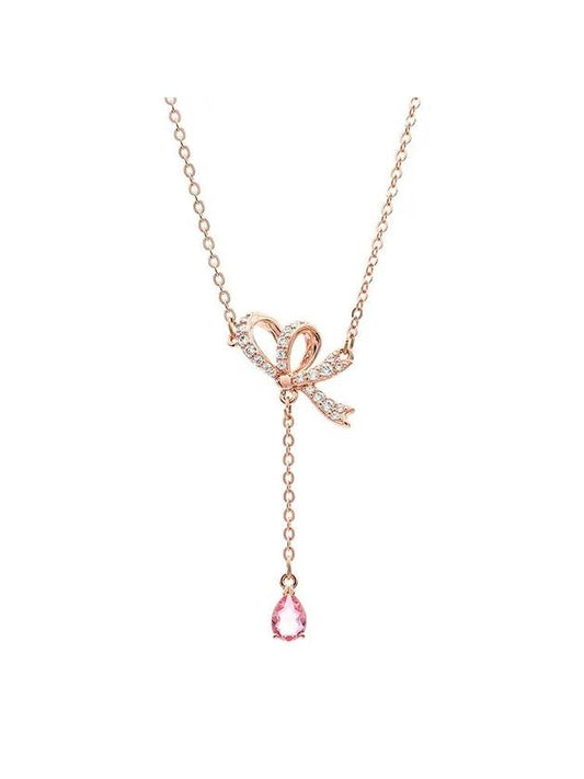 Volta Y Ribbon Pendant Necklace Rose Gold - SWAROVSKI - BALAAN 1