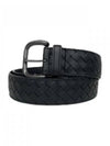 Men's Intrecciato Weaving Leather Belt Black - BOTTEGA VENETA - BALAAN 3