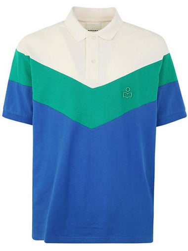 Anton Logo Embroidery Button Cotton Polo Shirt Green - ISABEL MARANT - BALAAN 1