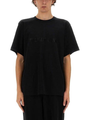 Embroidered Logo Short Sleeve T-Shirt Black - HELMUT LANG - BALAAN 1