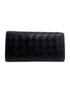 Intrecciato Large Flap Long Wallet Black - BOTTEGA VENETA - BALAAN 5