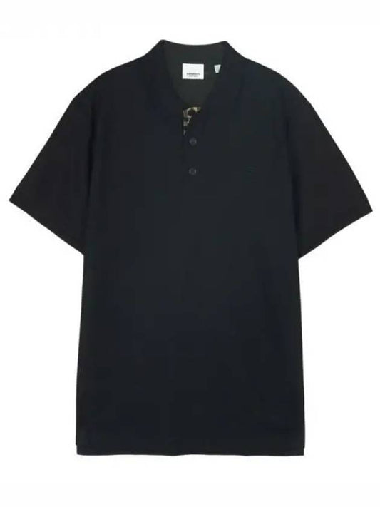 Men's Embroidered Logo Cotton Polo Shirt Black - BURBERRY - BALAAN 2