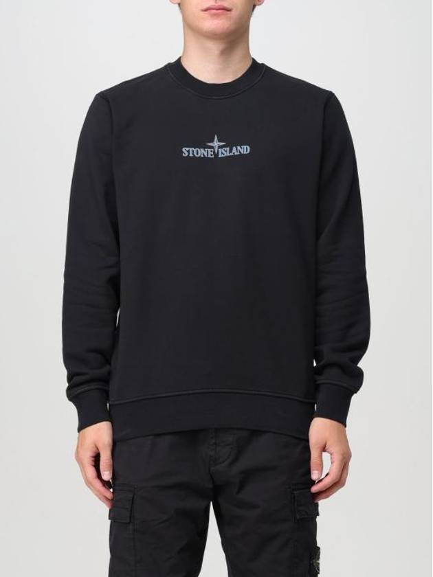 Cotton Fleece Crew Neck Sweatshirt Black - STONE ISLAND - BALAAN 2