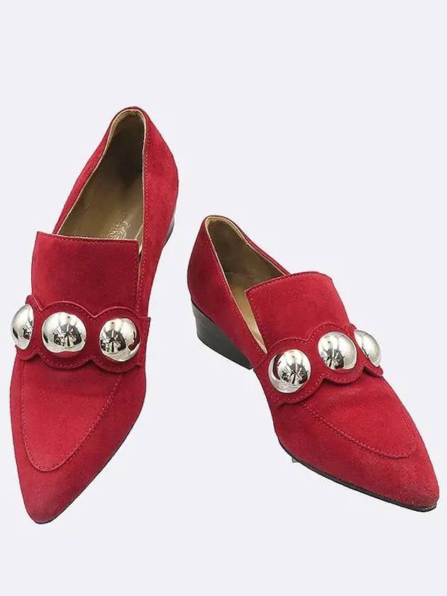 Burgundy color suede women s loafers size 35 - HERMES - BALAAN 2