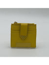 Saffiano Smooth Leather Small Half Wallet Sunny Yellow - PRADA - BALAAN 3