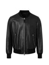 Grained Leather Two Way Zip Up Bomber Jacket Black - TOM FORD - BALAAN 2