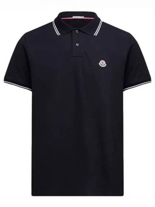 8A00006 84556 77X Chest Patch Neckline Polo T shirt Navy Men s TJ 271381 - MONCLER - BALAAN 1