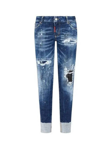 Women s Big Roll Up Jennifer Cropped Jeans Blue - DSQUARED2 - BALAAN 1