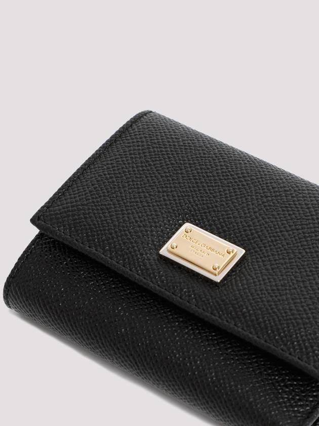 Logo Patch Dauphine Leather Half Wallet Black - DOLCE&GABBANA - BALAAN 5