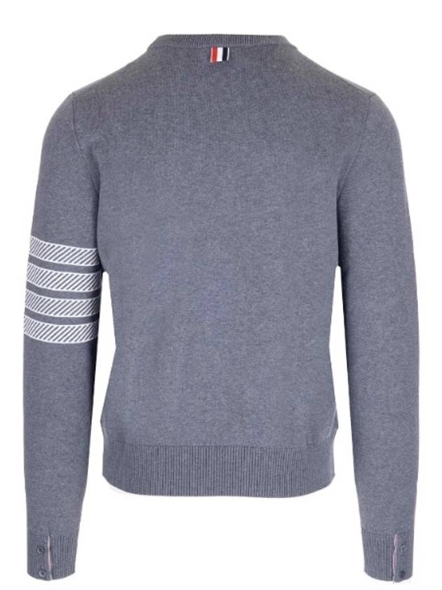 Men's Anchor Jacquard 4-Bar Crew Neck Knit Top Med Grey - THOM BROWNE - BALAAN 3