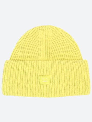 Small Face Patch Beanie Yellow Unisex - ACNE STUDIOS - BALAAN 1