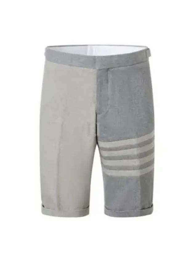 4 Bar Stripe Fun Mix Selvedge Denim Shorts Grey - THOM BROWNE - BALAAN 2