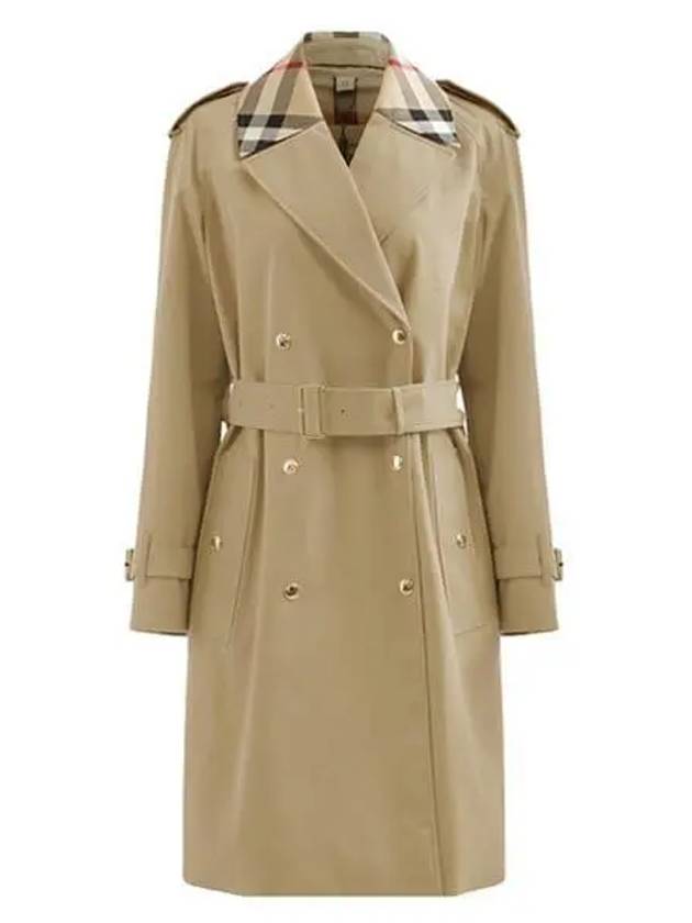 WoMen's Check Trim Cotton Gabardine Waterloo Trench Coat Beige - BURBERRY - BALAAN 2