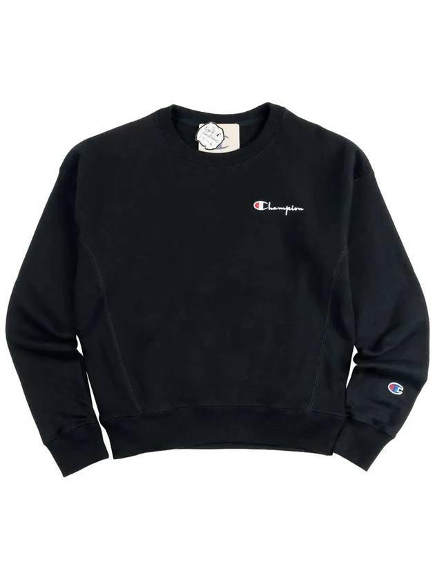 Reverse Embroidered Script Crew Neck Sweatshirt Black - CHAMPION - BALAAN 4