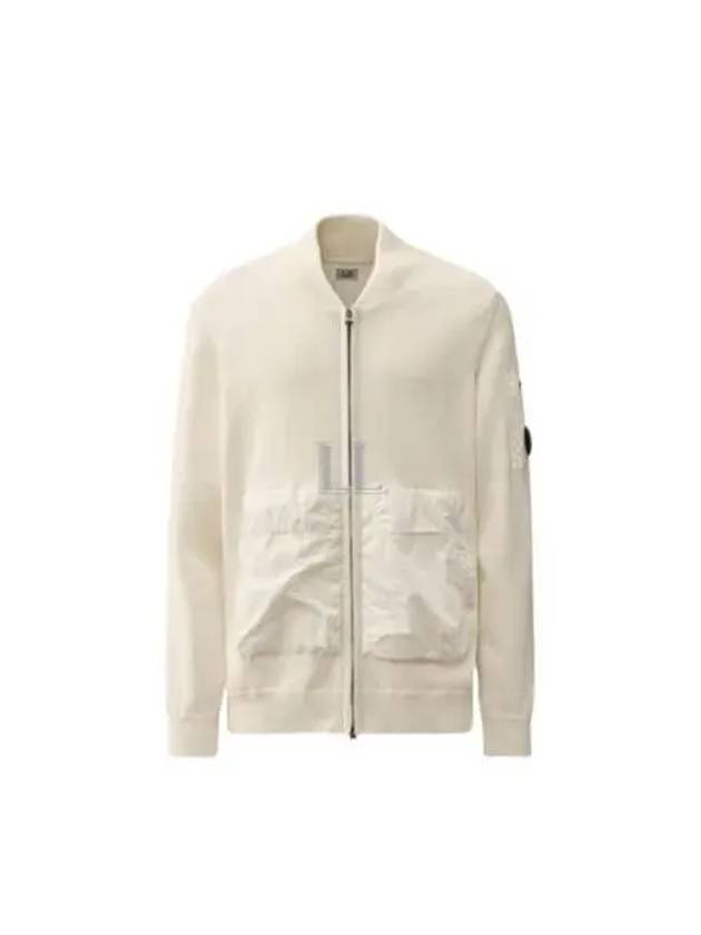 Cotton Mixed Bomber Cardigan White - CP COMPANY - BALAAN 2