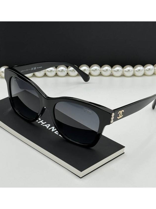 Eyewear Square Acetate Glass Pearl Sunglasses Black - CHANEL - BALAAN 2