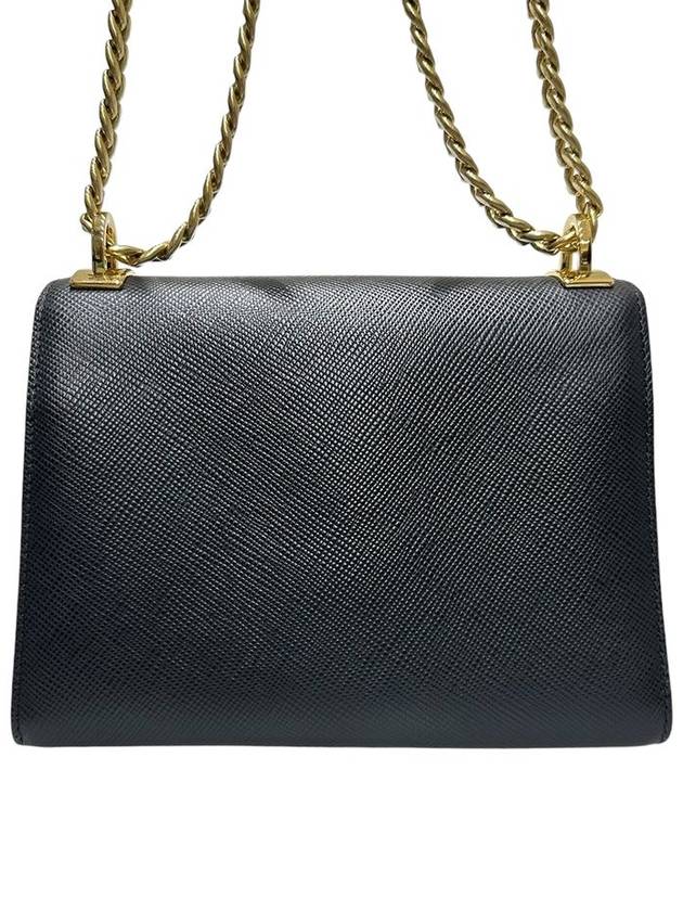 1BD127 Black Saffiano Monochrome Gold Chain Cross Bag - PRADA - BALAAN 4