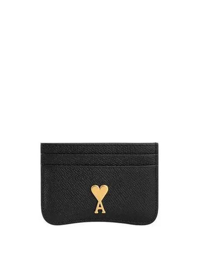 Metal Logo Leather Card Wallet Gold Black - AMI - BALAAN 2