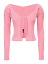 La Maille Pralu Longue Micro Charm Logo Cardigan Light Pink - JACQUEMUS - BALAAN 2