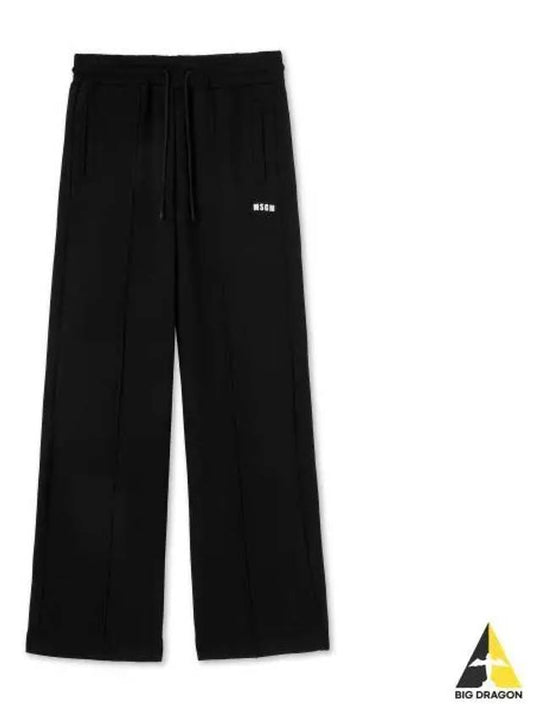 Mini Logo Cotton Wide Pants Black - MSGM - BALAAN 2