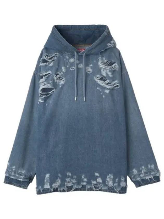 Um hooded blue t shirt hoodie - DIESEL - BALAAN 1