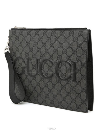 GG Supreme Canvas Zipper Clutch Bag Gray Strap 768374 - GUCCI - BALAAN 2