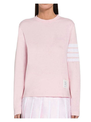 Diagonal long sleeve t shirt light pink - THOM BROWNE - BALAAN 1