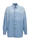 D Cama Logo Patch Denim Long Sleeve Shirt Light Blue - DIESEL - BALAAN 1