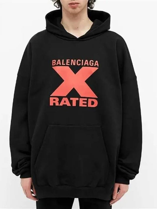 RATED logo print hoodie red black - BALENCIAGA - BALAAN.