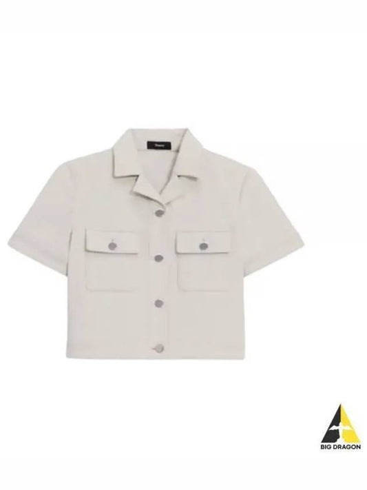 24 Short Sleeve Military Shirt in Neoteric Twill O0304104 G6P - THEORY - BALAAN 1