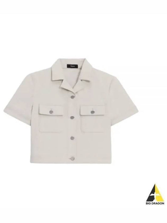 Short Sleeve Military Shirt in Neoteric Twill O0304104 G6P - THEORY - BALAAN 1
