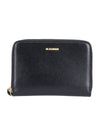 Around Zipper Leather Half Wallet Black - JIL SANDER - BALAAN 1