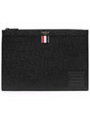 Black Diagonal Pebble Grain Leather Clutch Bag Black - THOM BROWNE - BALAAN 3