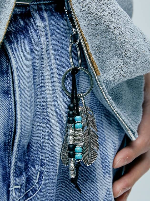 Navajo Feather Beads Keyring Black - KND - BALAAN 9