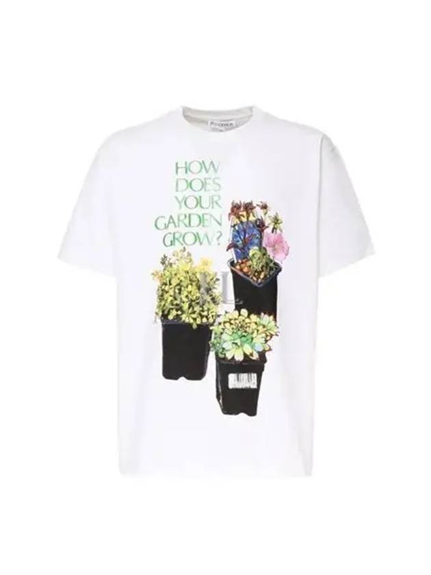 Flower Print Oversized Fit Short Sleeve T-Shirt White - JW ANDERSON - BALAAN 2