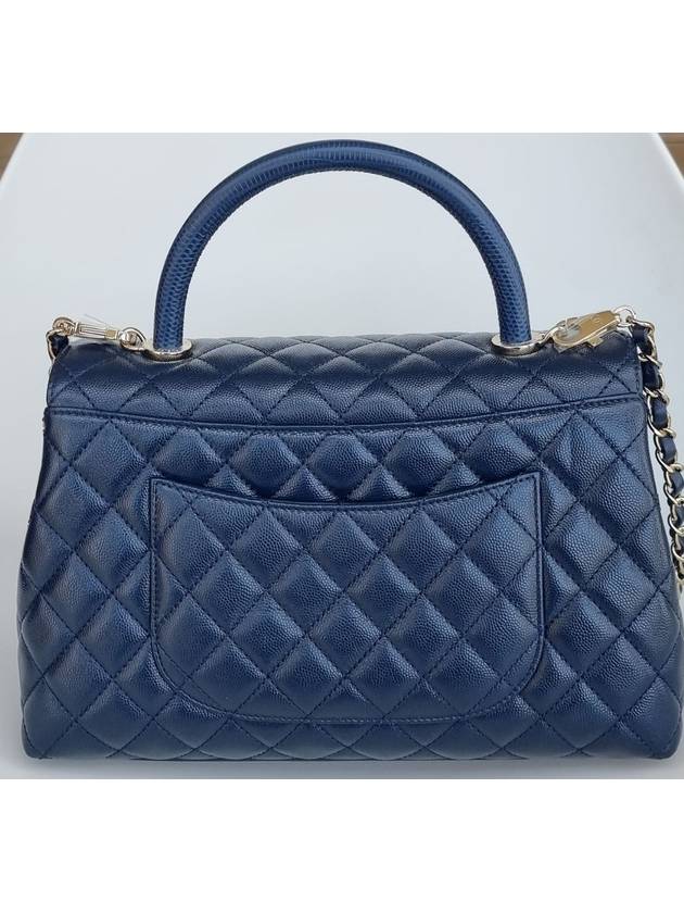 Coco Handle Caviar Medium Tote Bag Navy - CHANEL - BALAAN 4