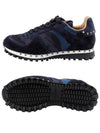 Men's Rockrunner Camouflage Suede Low Top Sneakers Navy - VALENTINO - BALAAN 7