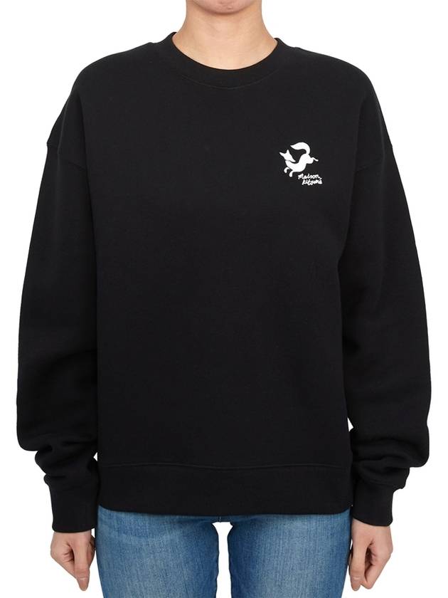 Embroidered Sweatshirt Black - MAISON KITSUNE - BALAAN 2